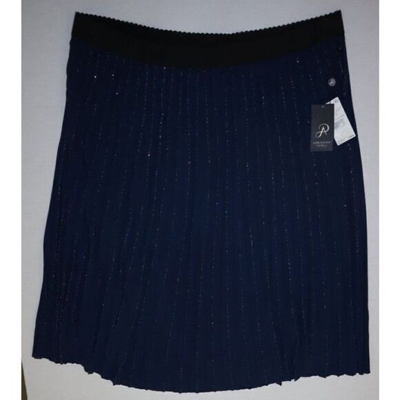Adrianna Papell Women's Plus Sz 20W Midnight Foil Chiffon Pleated Skirt $139+ - Picture 1 of 14